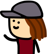Simple drawing resembling me, with a hand up in waving motion